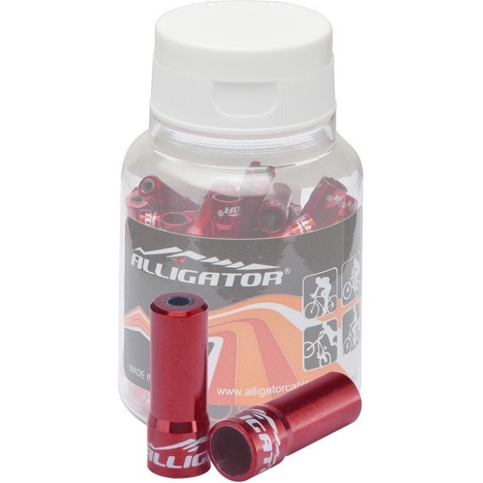 Наконечник LY-HPA09-RD оболочки троса тормоза, 5,2х17,5мм, алюминиевый красный, банка 100 шт. 310018