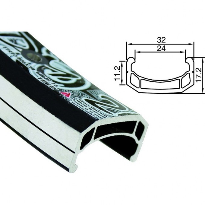 Обод 24" DM-24 Alexrims 32H двойной пистонированный, чёрный 330011