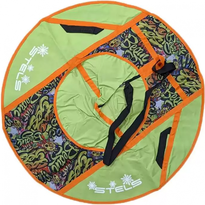 Санки надувные (тюбинг) STELS 90 см, ткань с рисунком без камеры СН030, серый/салатовый+Just Begin 2007000053874