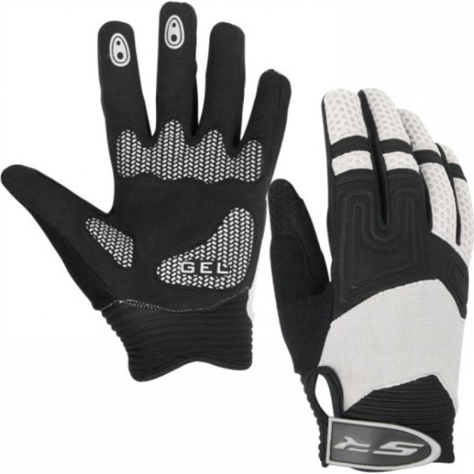 Велоперчатки STELS PDM-365 для MTB полноразмерные серо-чёрные p.M 380059